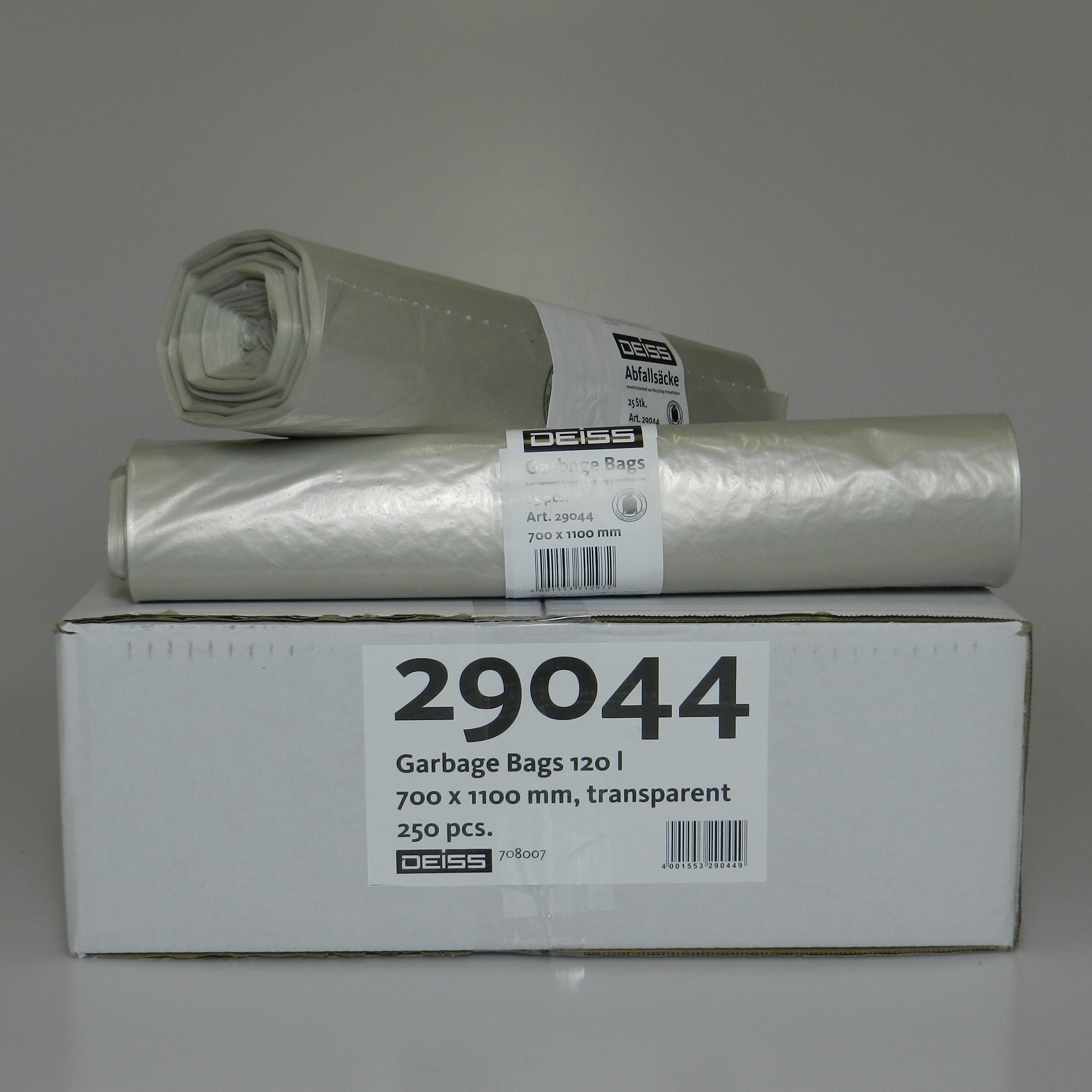 LDPE Abfallsäcke, transparent, 120 Liter